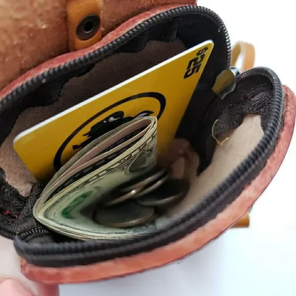 Lucky Cat Coin Purse Leather Maneki Neko Wallet Keychain Fish Charm - Picture 11 of 14